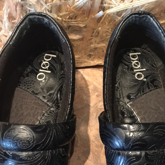 BOLO black paisley print slip on clogs - Picture 2 of 11